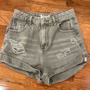 One Teaspoon olive Distressed Jean Shorts